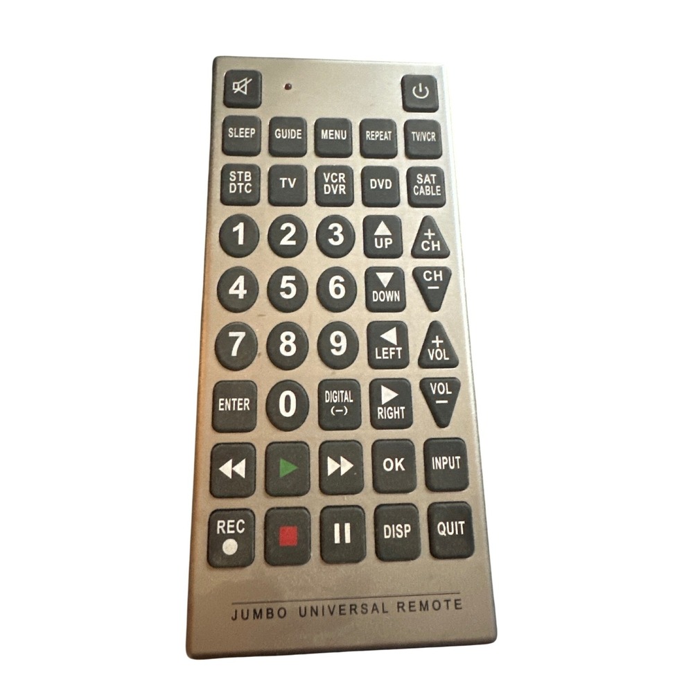 Jumbo Universal Remote Control Large Button for Seniors Silver Item 61959